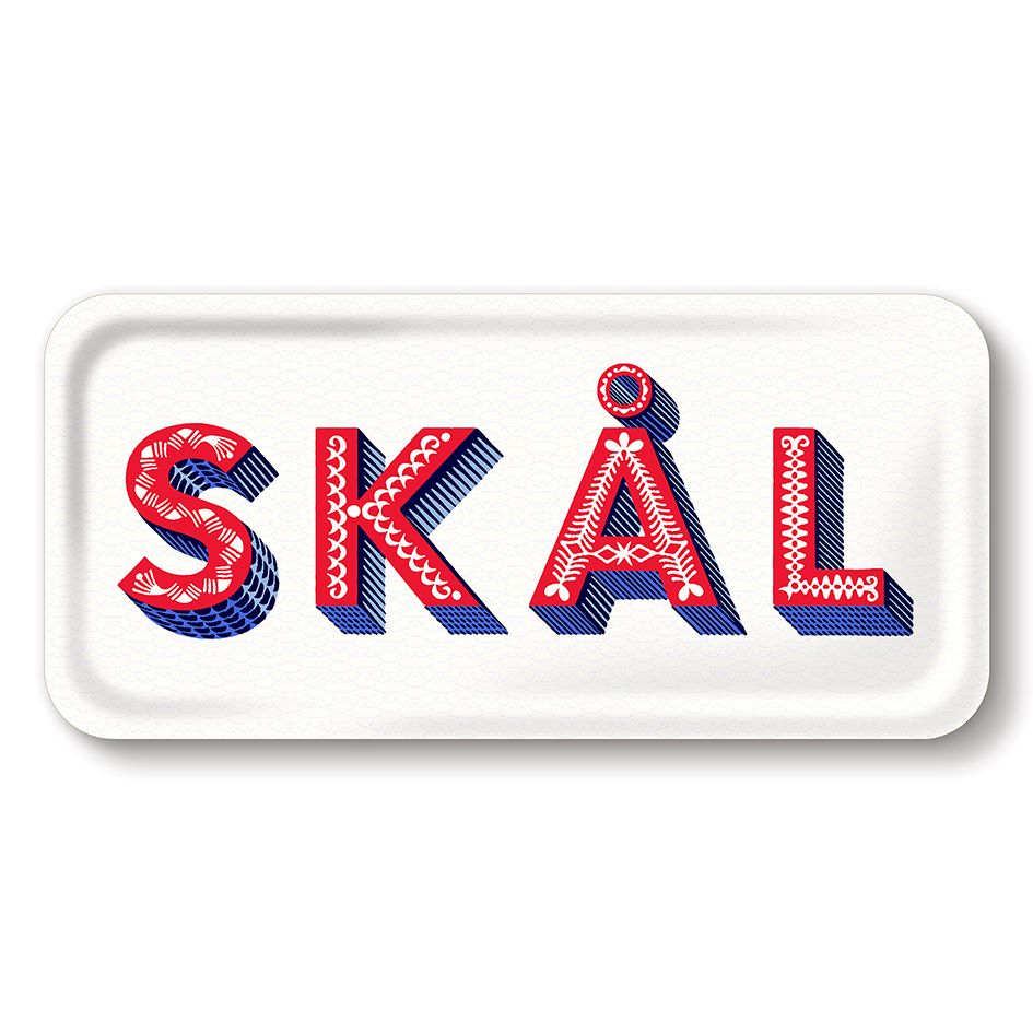 Tablett 32x15cm SKAL white