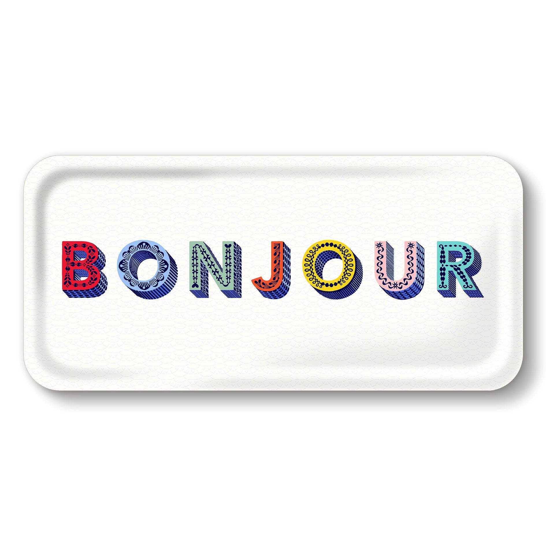 Tablett 32x15cm BONJOUR multi